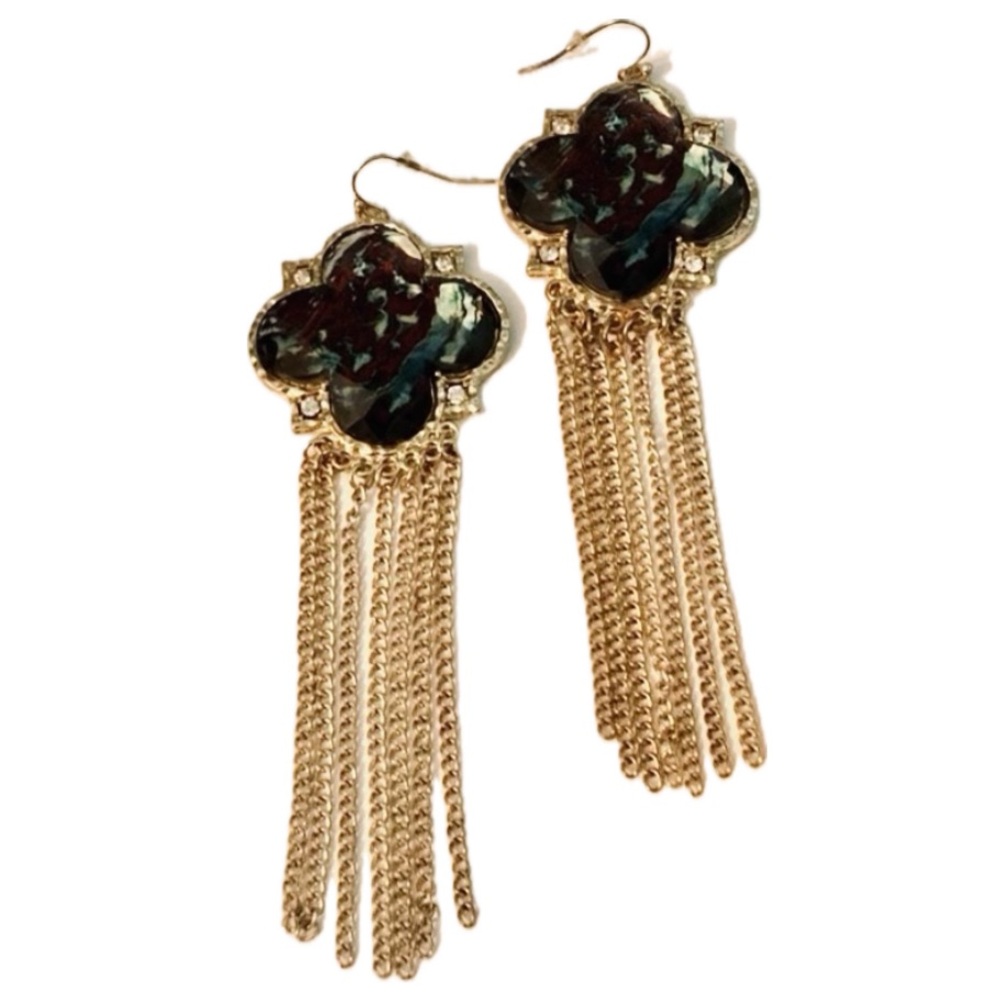 LAST PAIR Boho Rhinestone Gypsy Chic Fringed Statement Earrings NWT - Picture 4 of 6